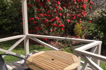 Deck and open doors at Master bedroom Homestead